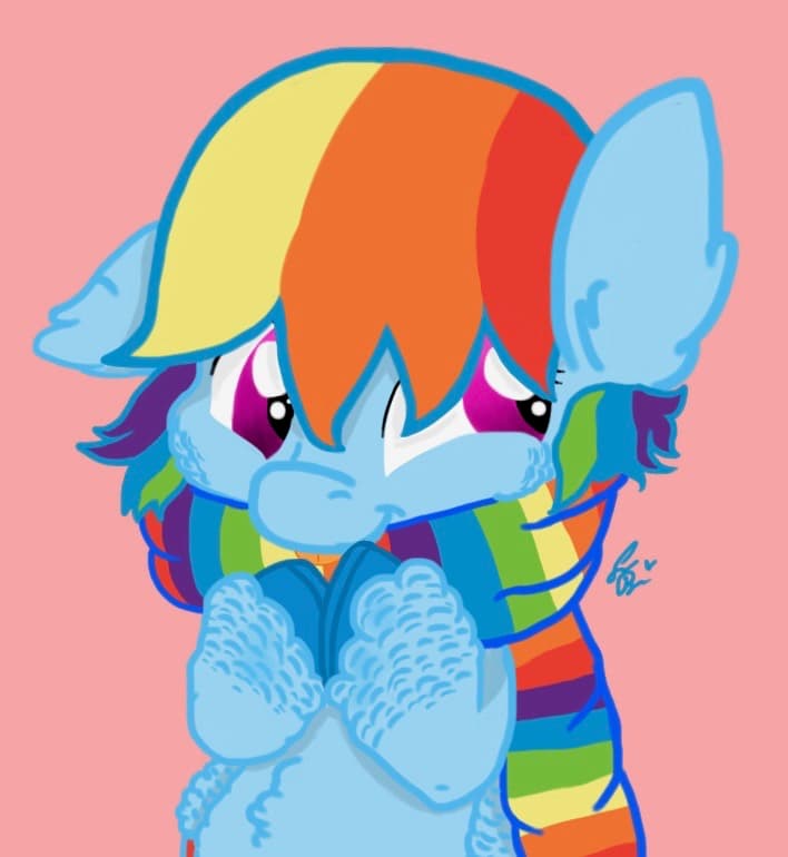 Rainbow Scarf — Fan Art, Digital, Cartoon Characters