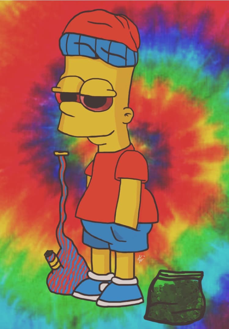 Tie-Dye Bart — Fan Art, Digital, Stoner Artwork, Cartoon Characters