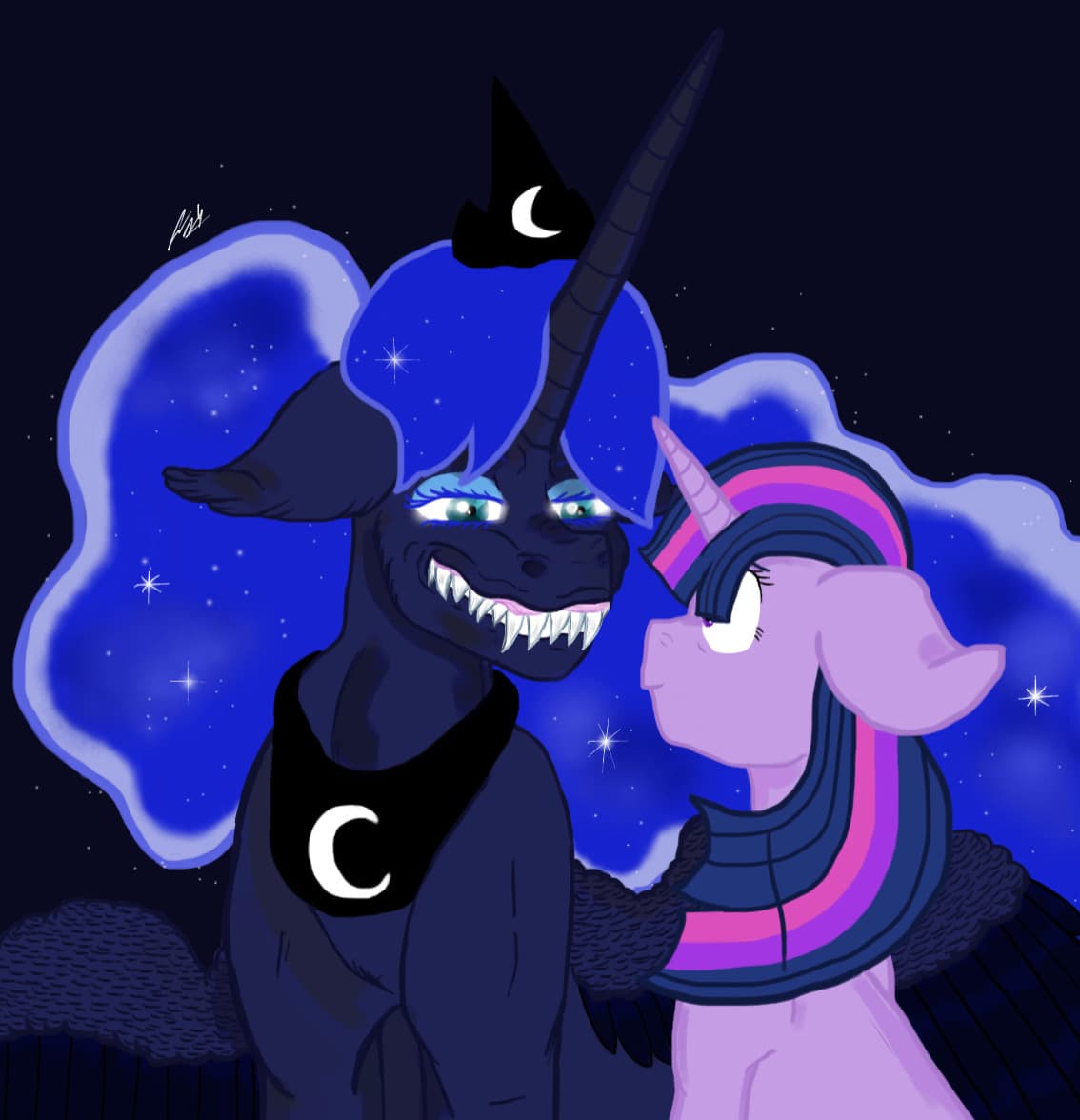 Luna and Twilight — Fan Art, Digital, Cartoon Characters