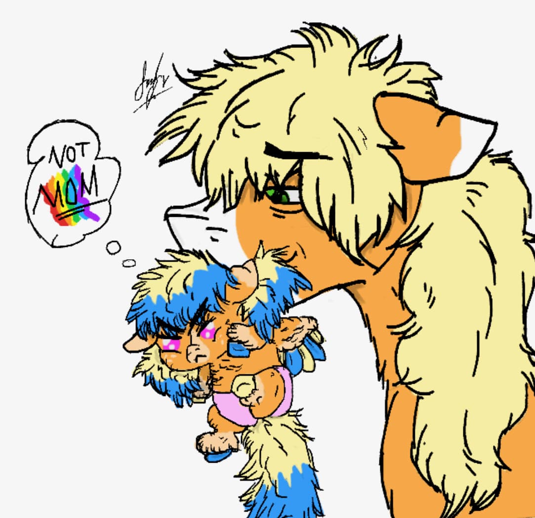 Waiting for Rainbow Momma — Original Characters, Digital, Cartoon Characters, Fan Art